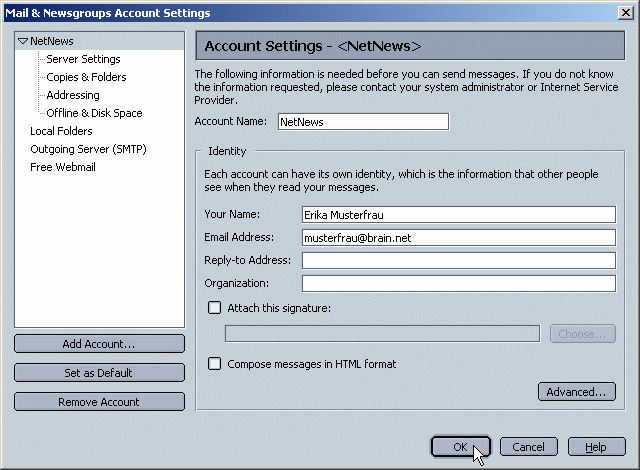 Mail & Newsgroup Settings