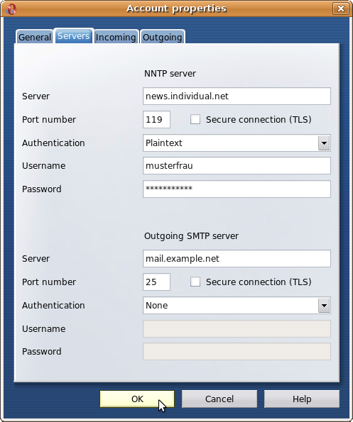 Secure connection (TLS) - do not check